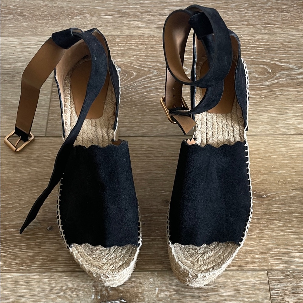 Chloe Black Espadrille Sandals Sz 39